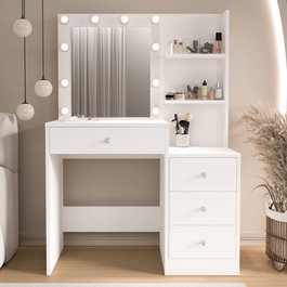 Hanah Home Monroe - MO2-W Mesa de Maquillaje Blanca